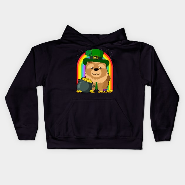 Chow Chow Rainbow Irish Clover St Patrick Day Dog Gift design Kids Hoodie by theodoros20